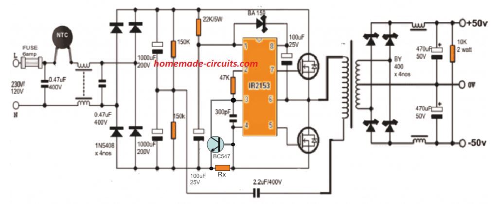 Smps 2 X 50v 350w Circuit For Audio