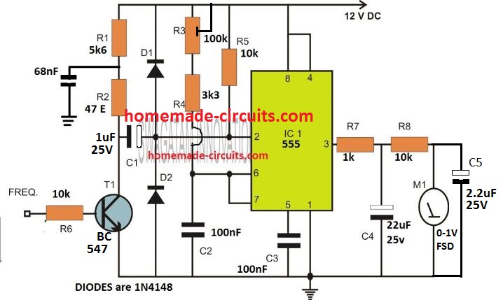 Sound Frequency Meter Circuit