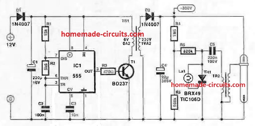 IC 555 stroboscope circuit