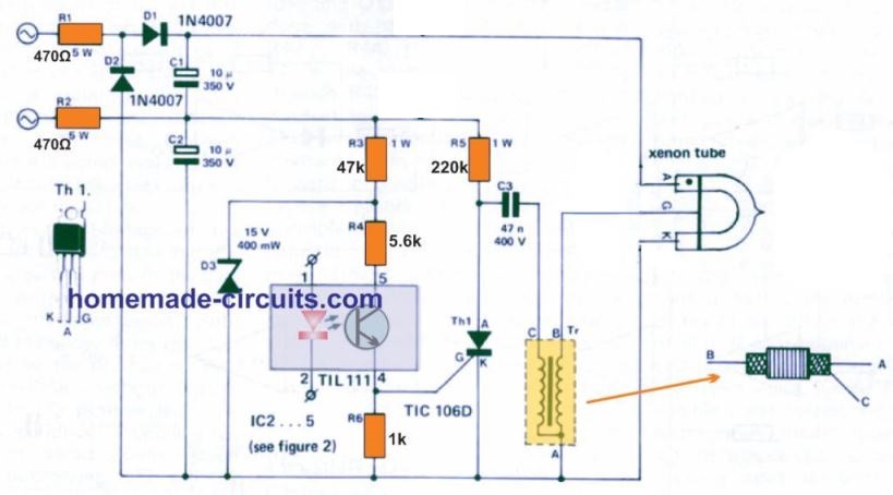 Simple Xenon Tube Stroboscope Circuit