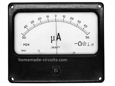 50 µ ammeter center 0 type