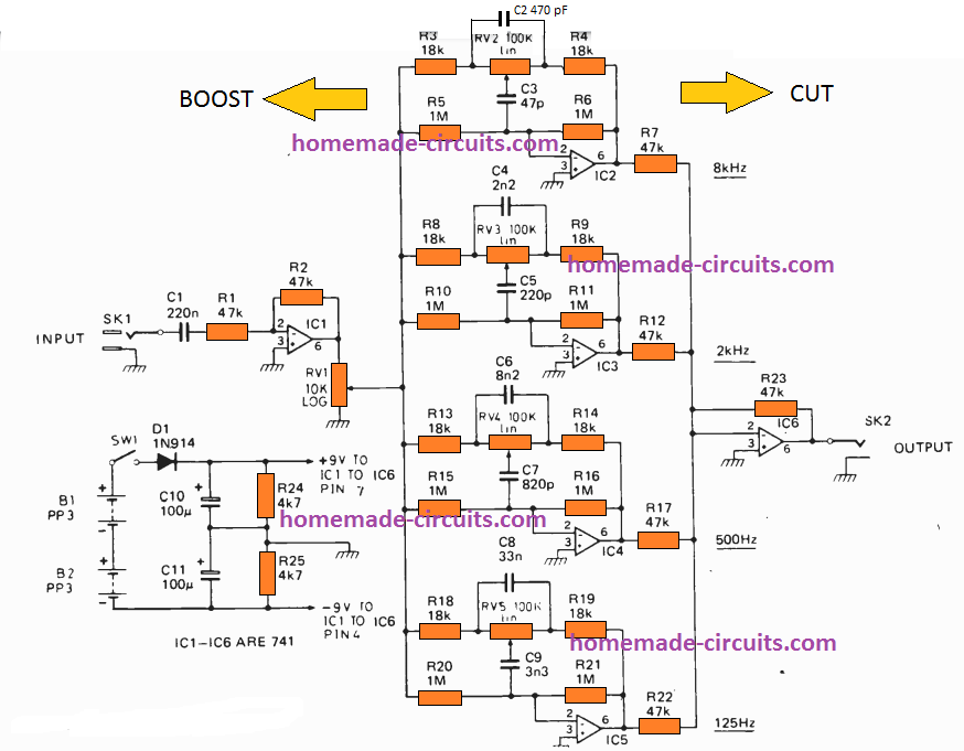 7 Band Graphic Equalizer Circuit Diagram 7 Band Graphic Equalizer Circuit Diagram