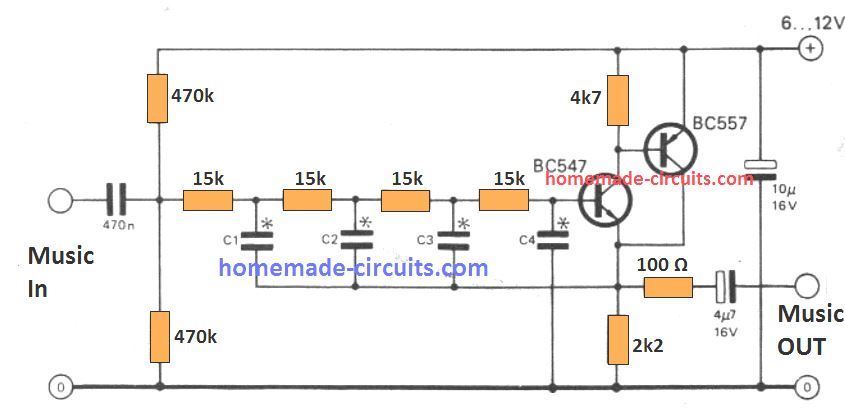 low pass filter using two transistors