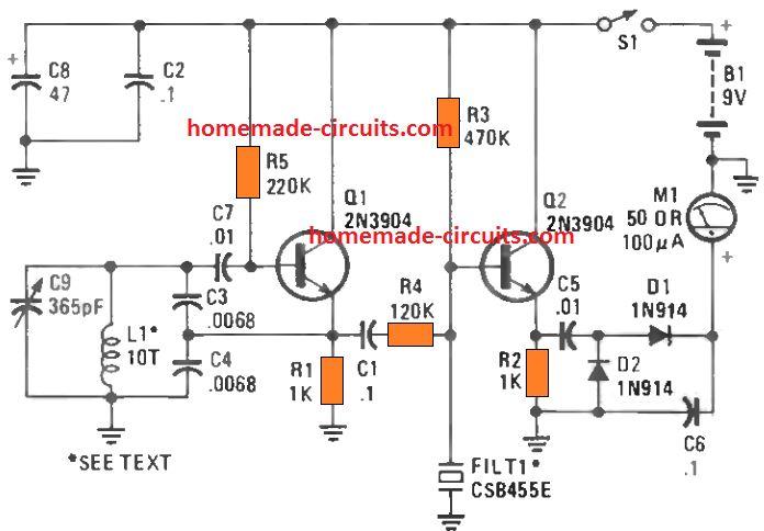 stud finder circuit for locating hidden nails and pipes under wall surface