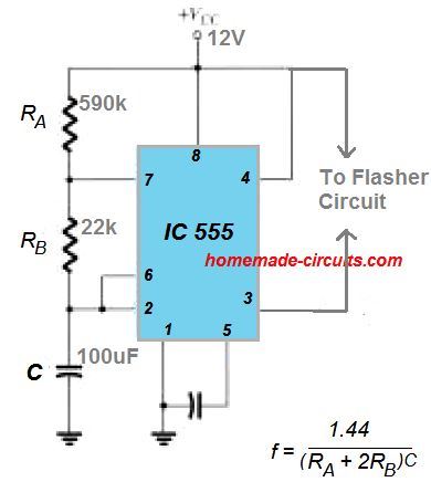 555 astable for bilnking indicator