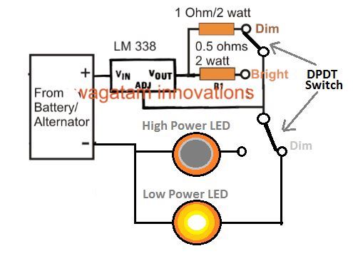 dimmer dipper COB LED using LM338