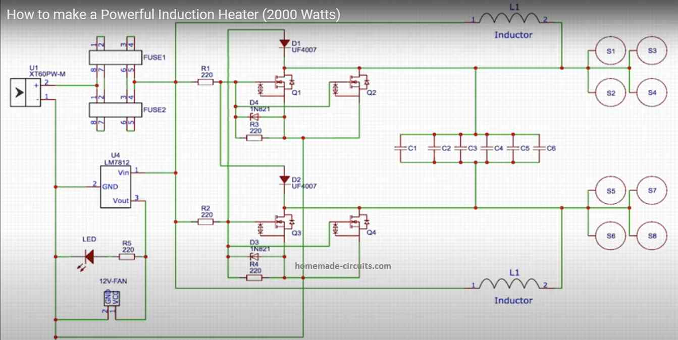 2000 watt induction heater circuit diagram