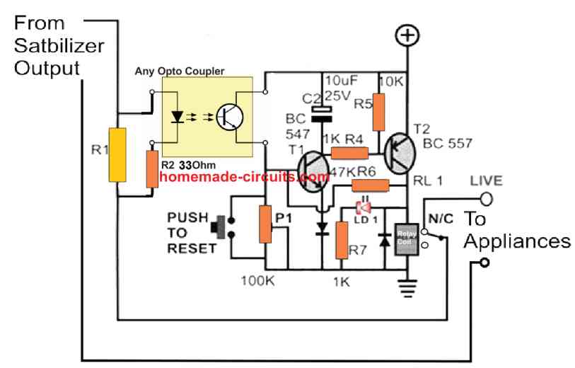 mains overload cut off circuit