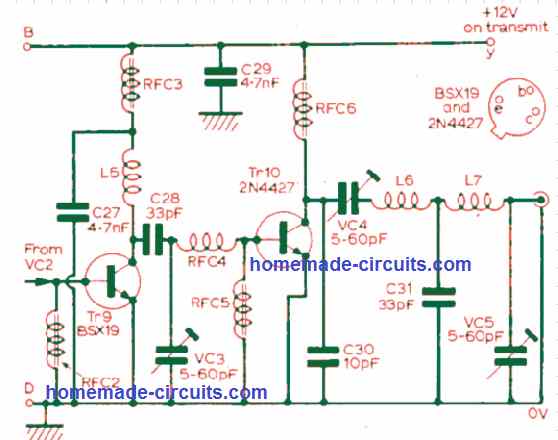 2 Meter Ham Radio Driver and Power Amplifier Circuit Diagram