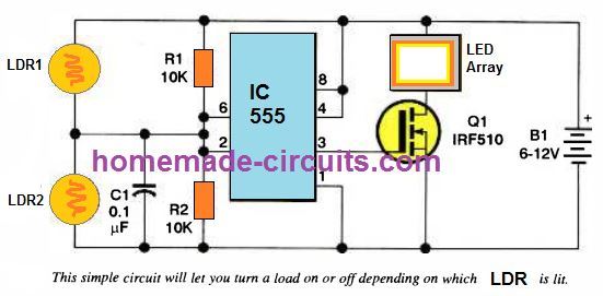 control LEDs using laser circuit