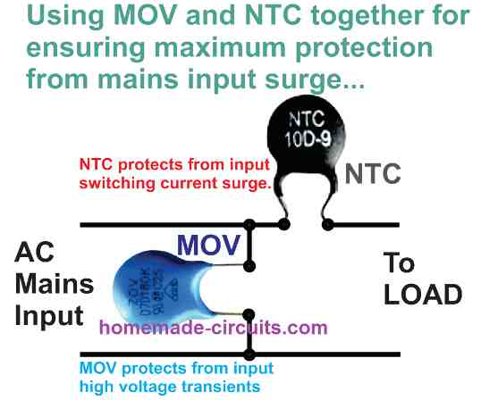 surge suppressor circuit diagram using MOV and NTC