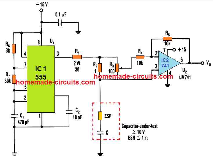 Protected Milliohmmeter Capacitor ESR Meter – Electronics Projects Circuits