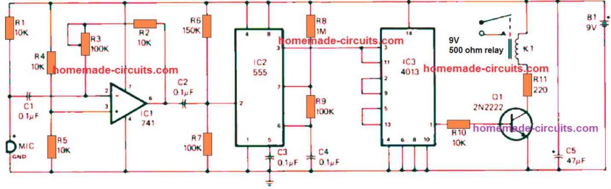 Clap ON Clap OFF Switch using 555