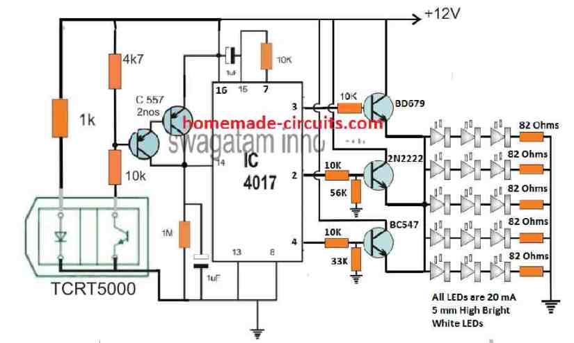 underwater infreared touch operated LED dimmer circuit