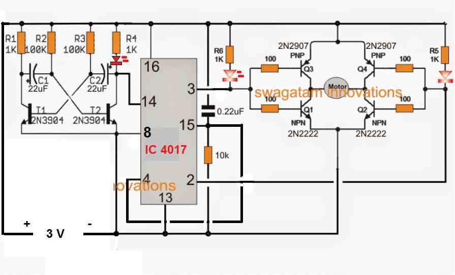 toy motor driver with forward backward alternate rotation