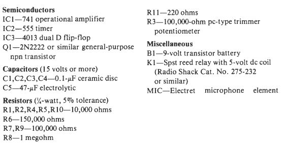 clap switch parts list