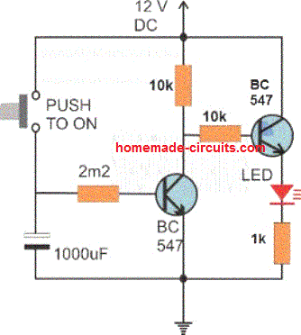 simple delay OFF with 2 BC547 transistors