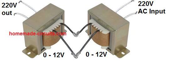 how to connect transformer to get 220V low current output