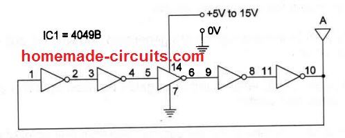 audio transmitter circuit using IC 4049