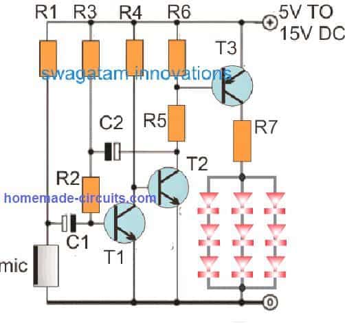 simple clap operated LED lamp circuit 