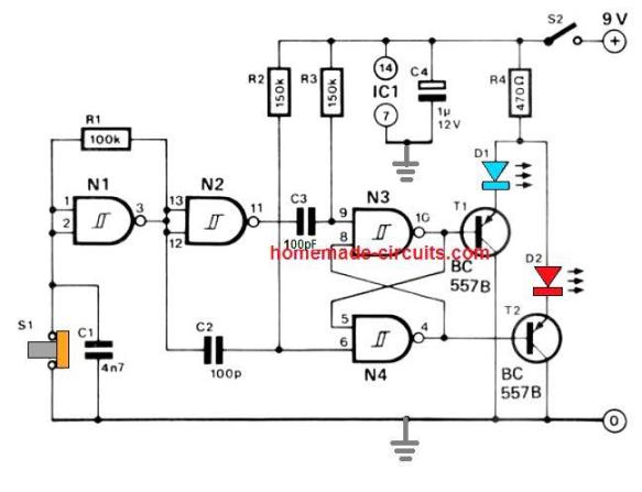 electronic heads or tails indicator circuit