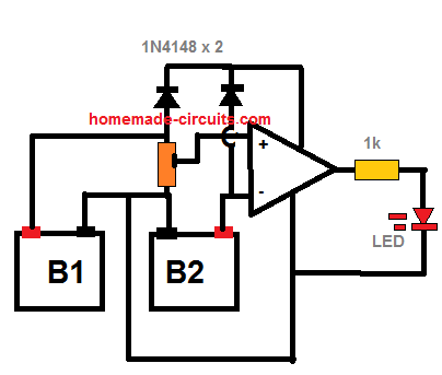 op amp preset control for battery difference detection