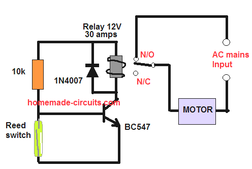 how to wire a float switch reed switch with a relay driver for controlling water pump motor