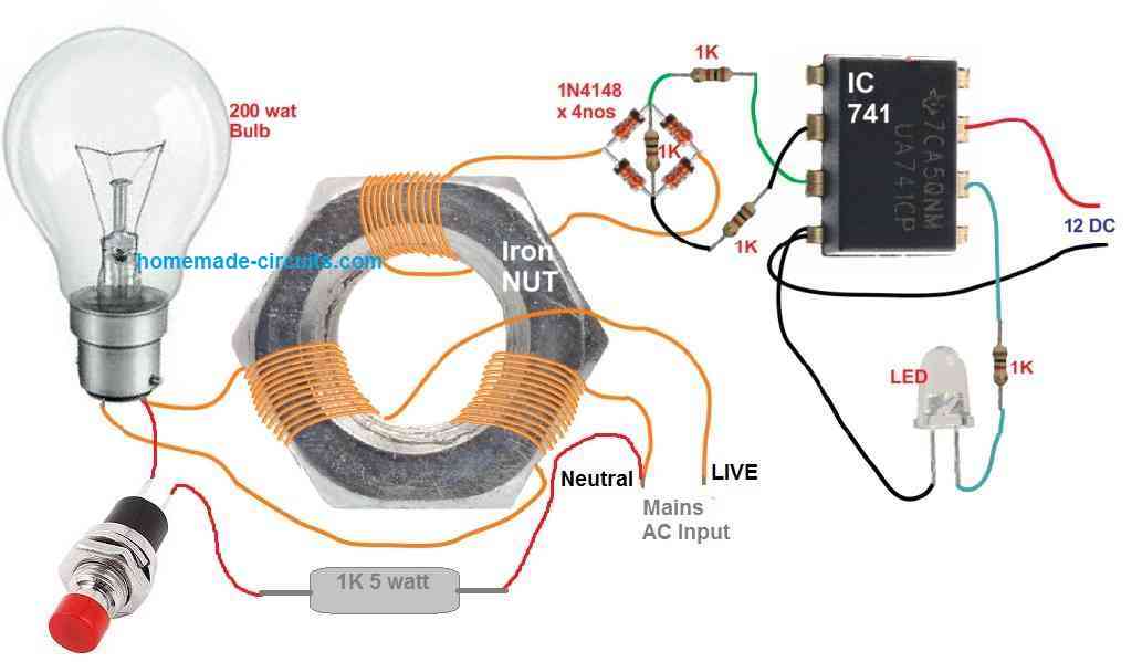 RCCB experiment circuit diagram