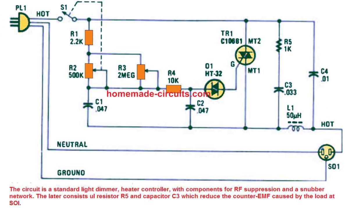 Advanced Heater Controller circuit with Snubber and RFI Elimination