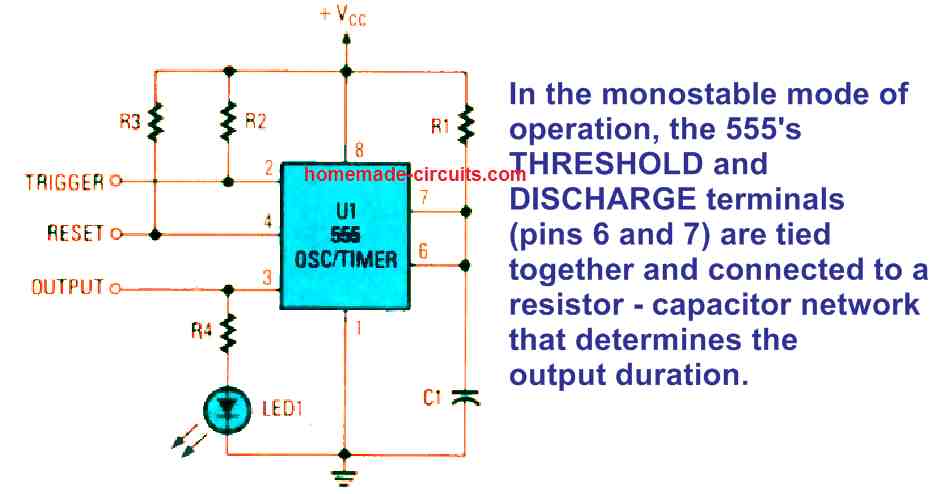 standard IC monostable multivibrator circuit