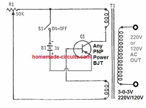 3V to 220 V inverter circuit