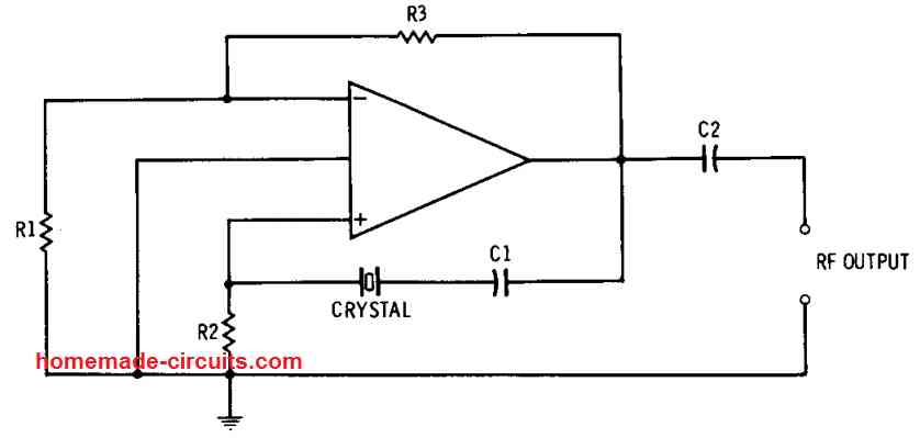 op amp crystal controlled oscillator circuit