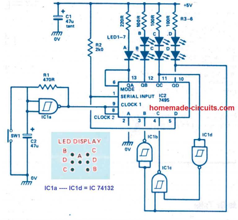 5 Simple Electronic Dice Circuits Explained [Digital Dice] Circuit Diagram