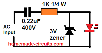 capacitive power for LED monitor circuit