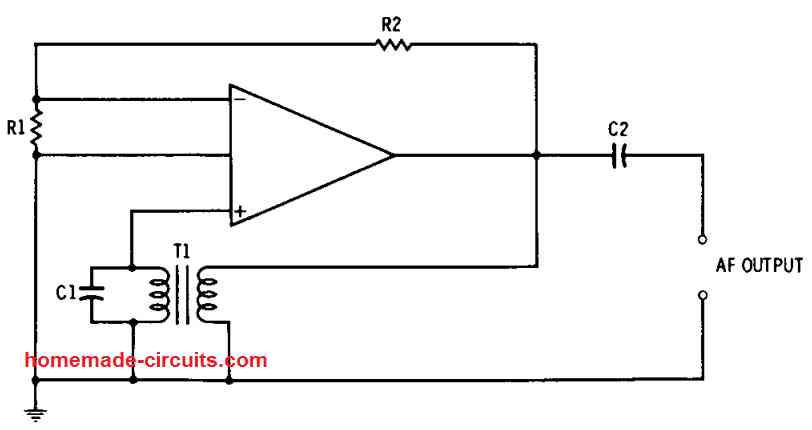 transformer feedback op amp AF oscillator diagram