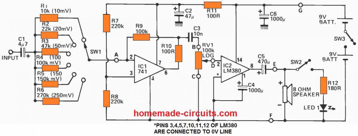 bench amplifier circuit compressed