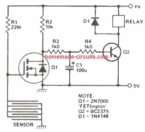 single MOSFET touch sensor switch circuit