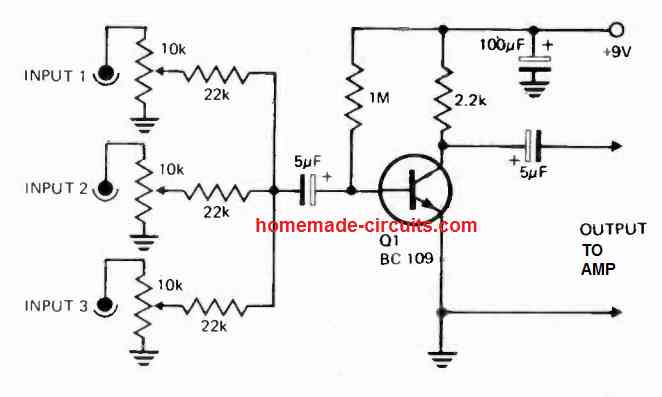 5 Simple Audio Mixer Circuits Explained | Homemade Circuit