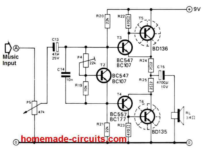 small 5 watt amplifier circuit compressed