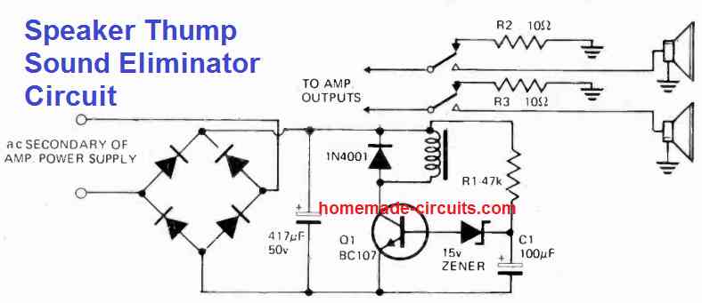 loudspeaker thump sound eliminator circuit