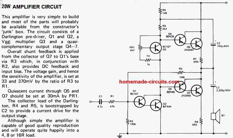 20 W AMPLIFIER CIRCUIT compressed