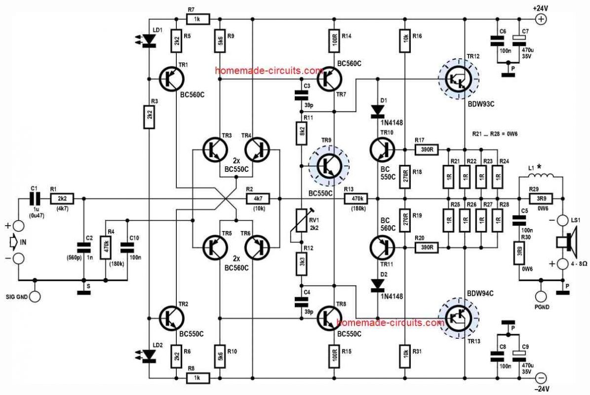 60 watt amplifier circuit compressed