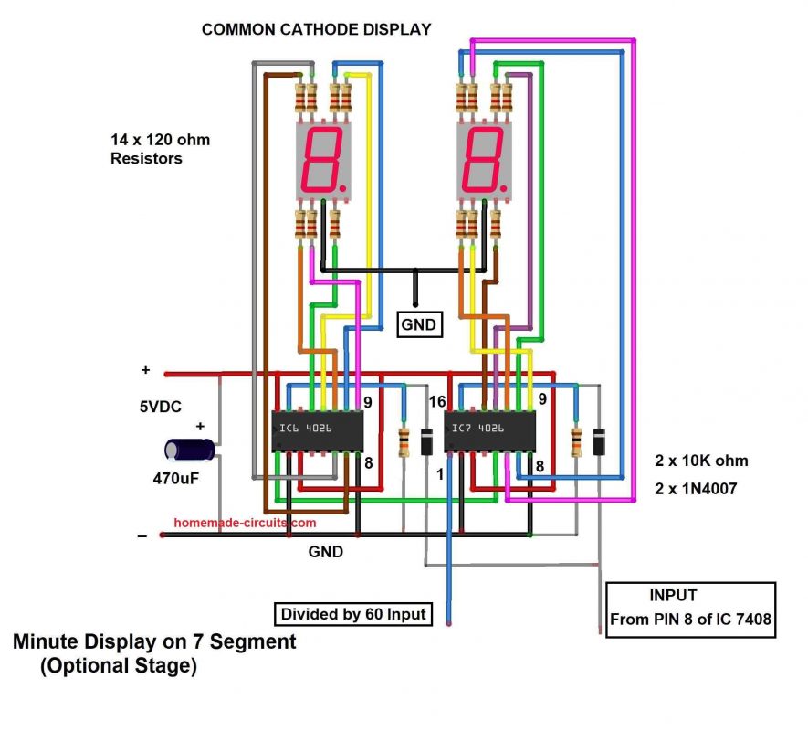 7 segment minute counter circuit