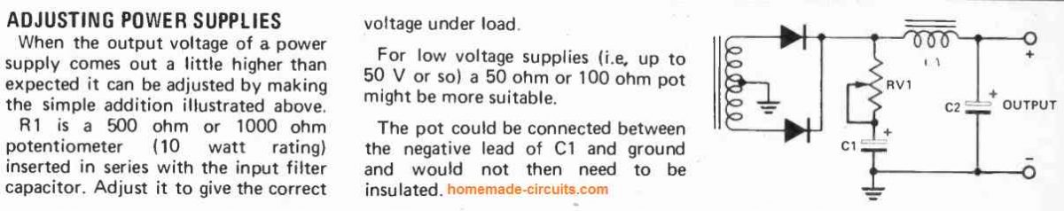 adjusting power supply output with a resistor compressed