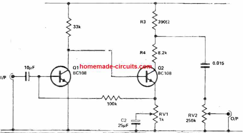 two transistor guitar fuzz circuit