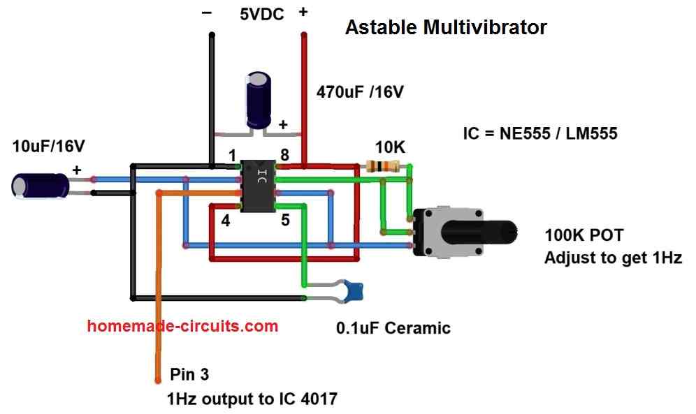 1 Hz astable circuit