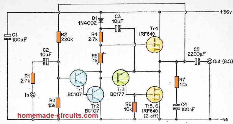 mosfet 10 watt amplifier design
