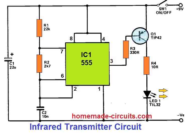 infrared intruder alarm transmitter circuit