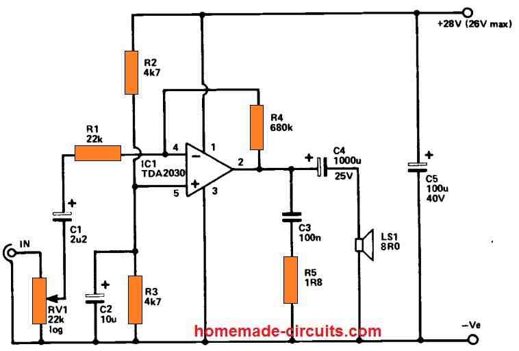 TDA2030 power amplifier circuit