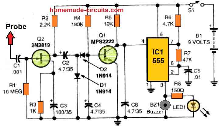 mains AC phase sensor probe compressed